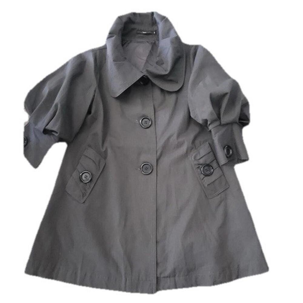 Hazel Anthropologie Jacket Size Large Army Green Puff Sleeves